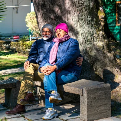 Senior couple on a park bench