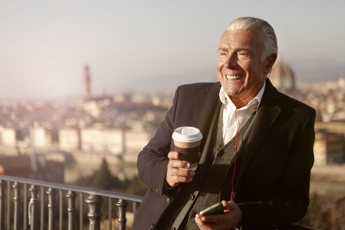 Senior man enjoying his morning coffee