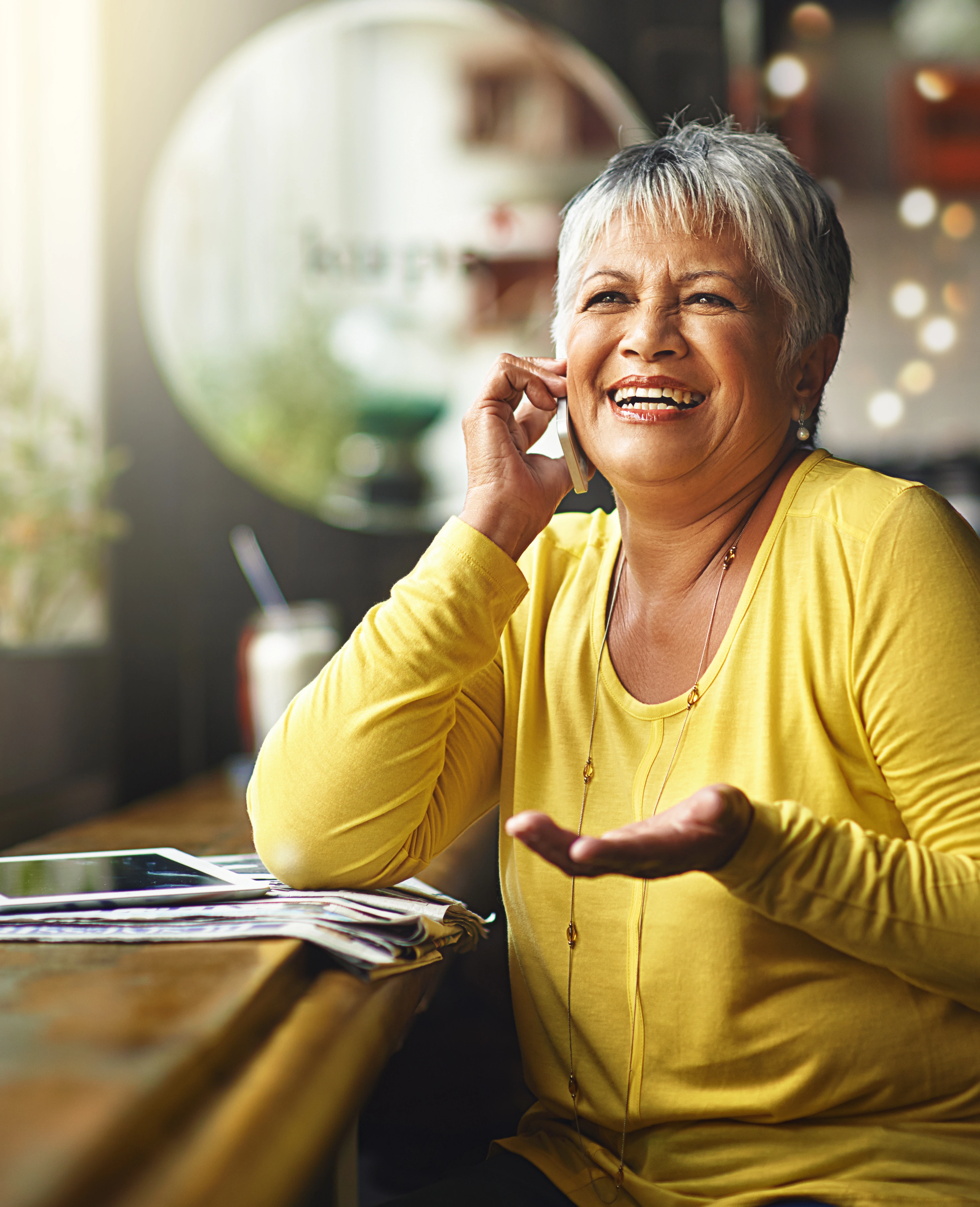 Senior woman talking with Ramona
